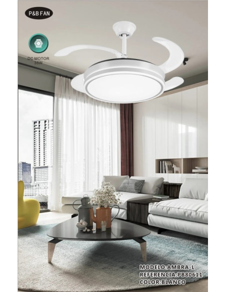 VENTILADOR DC AMBRA L 45 45W BLANCO 6 VELC  CCT