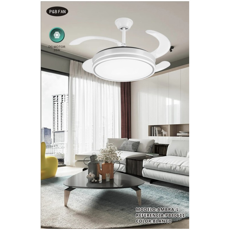 VENTILADOR DC AMBRA L 45 45W BLANCO 6 VELC  CCT