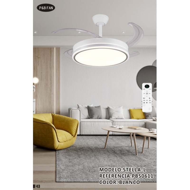 STELLA L VENTILADOR 72W REG RECTRACTIL CCT BLANCO 