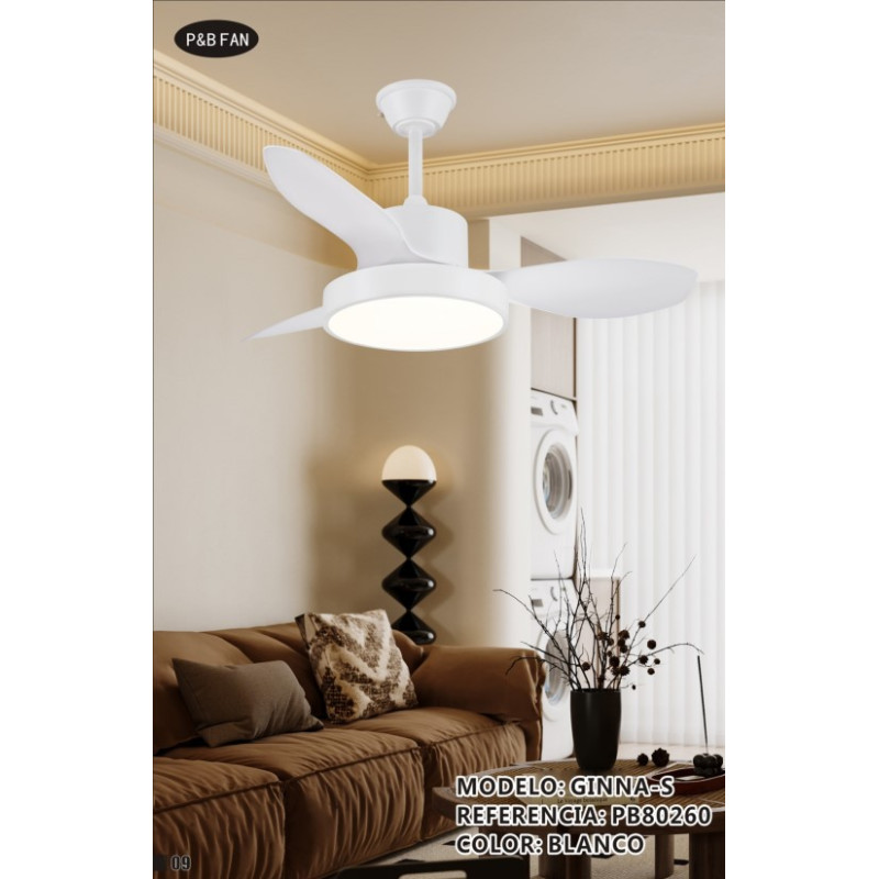 GINNA XL VENTILADOR CCT 3 ASPAS DC BLANCO CON LUZ 