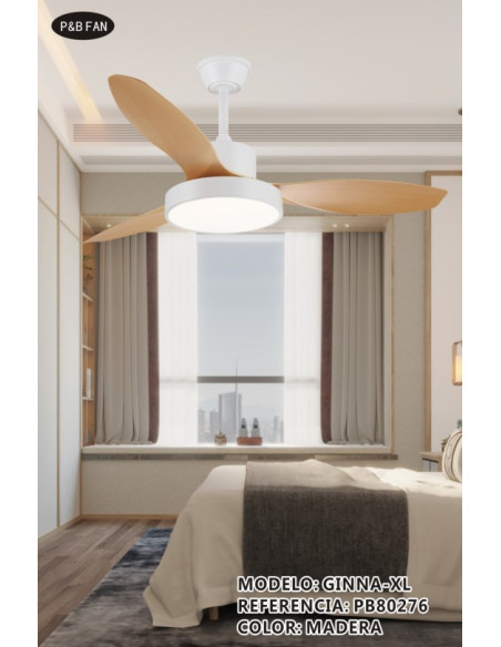 GINNA XL VENTILADOR CCT 3 ASPAS DC BLANCO CON LUZ 