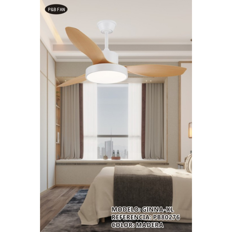 GINNA XL VENTILADOR CCT 3 ASPAS DC BLANCO CON LUZ 