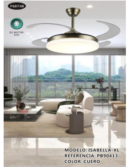 VENTILADOR DC ISABELLA XL 45 45W CUERO 6 VEL  CCT