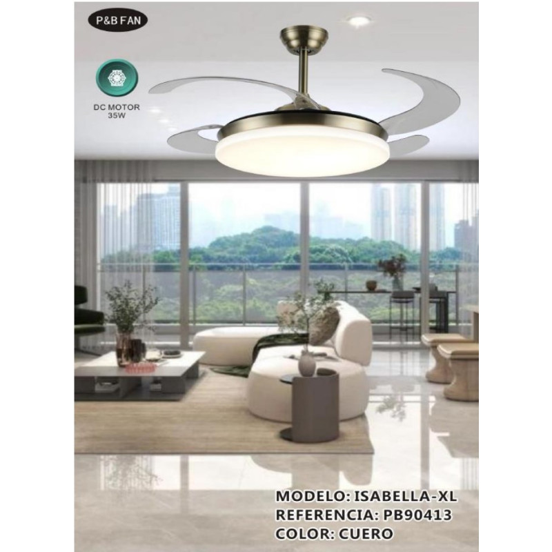 VENTILADOR DC ISABELLA XL 45 45W CUERO 6 VEL  CCT
