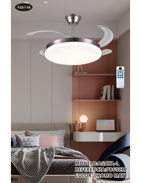 AGATA L VENTILADOR 72W RECTRACTIL CCT NIQUEL 