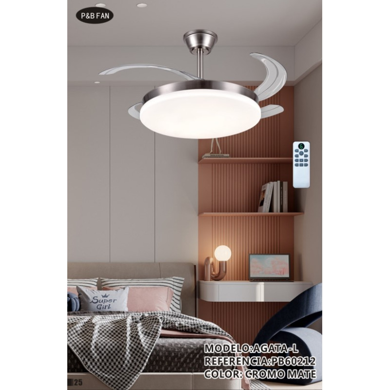 AGATA L VENTILADOR 72W RECTRACTIL CCT NIQUEL 