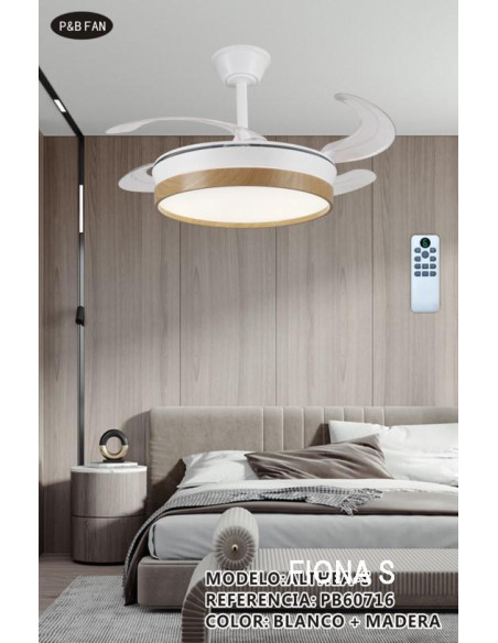 FIONA S VENTILADOR RETRACTIL 4 ASPAS BLANCO MADERA