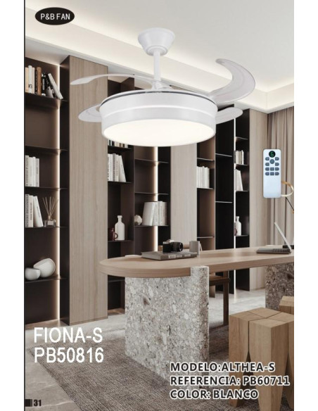 FIONA L VENTILADOR RETRACTIL 4 ASPAS MADERA BLANCO