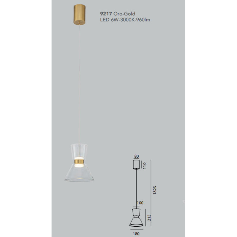 NEW YORK" LAMPARA COLGANTE 6W ORO 3000ºK