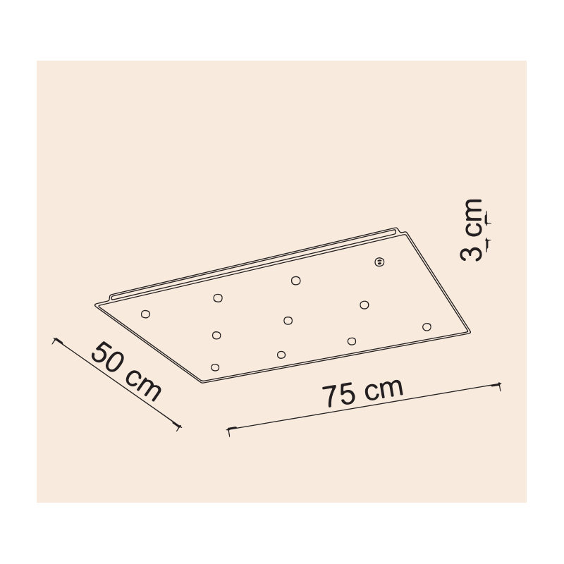 BASE 11 LUCES NEGRO MATE 75X50X3CM