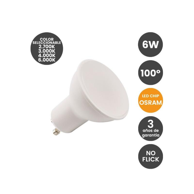 BOMBILLA 6W  GU10  CHIP OSRAM CCT