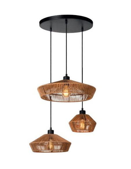 LAMPARA COLGANTE YUNKAI PLAFON 3 LUCES CUERDAS E27