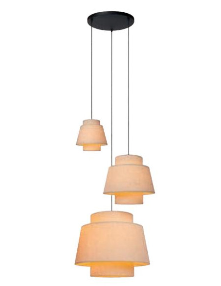 LAMPARA COLGANTE PLAFON 3 LUCES CREMA NEGRO E27