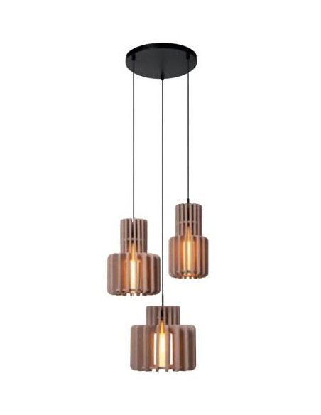 LAMPARA COLGANTE PLAFON 3 LUCES TAUPE NEGRO E27