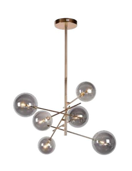 LAMPARA ALARA DORADA FUME 72X116CM 6 BOMBILLAS G4