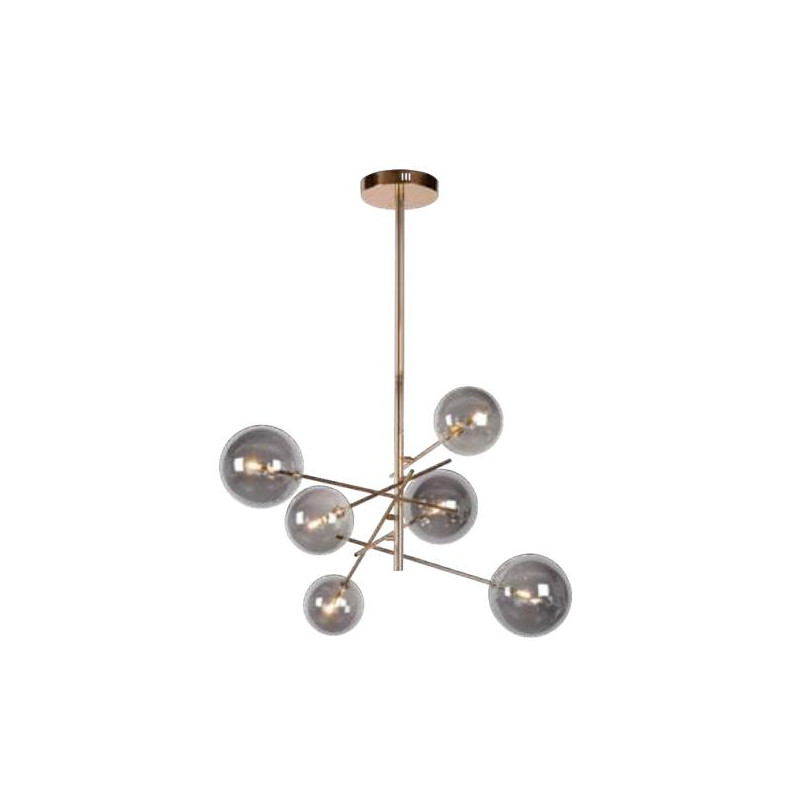 LAMPARA ALARA DORADA FUME 72X116CM 6 BOMBILLAS G4