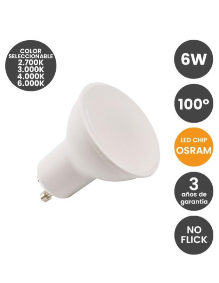 BOMBILLA 6W  GU10  CHIP OSRAM CCT