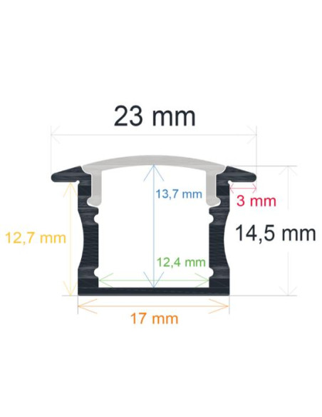 PERFIL ALUMINIO EMPOTRAR BLANCO  23X14 5mm