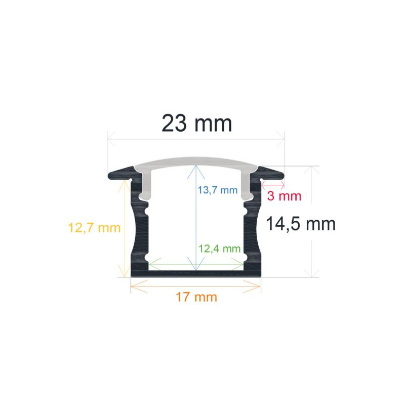 PERFIL ALUMINIO EMPOTRAR BLANCO  23X14 5mm