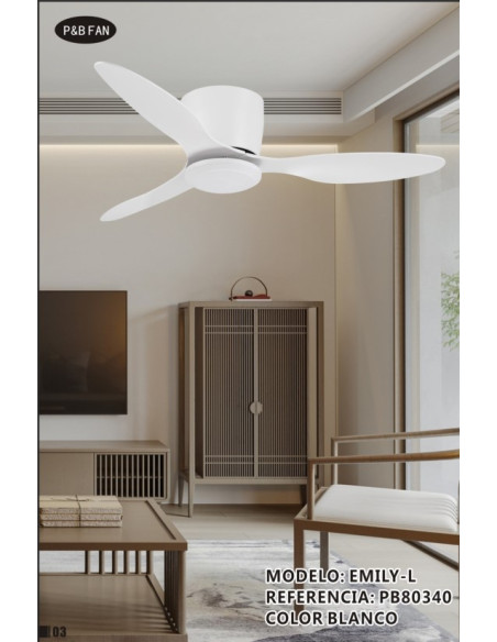 EMILY L VENTILADOR CCT 3 ASPAS DC BLANCO SIN LUZ 