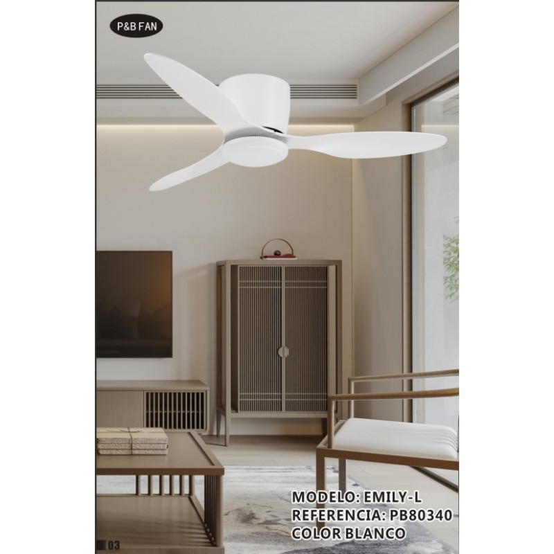 EMILY L VENTILADOR CCT 3 ASPAS DC BLANCO SIN LUZ 
