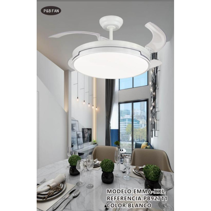 VENTILADOR EMMA XXL 50W BLANCO CCT  DIMABLE 132CM