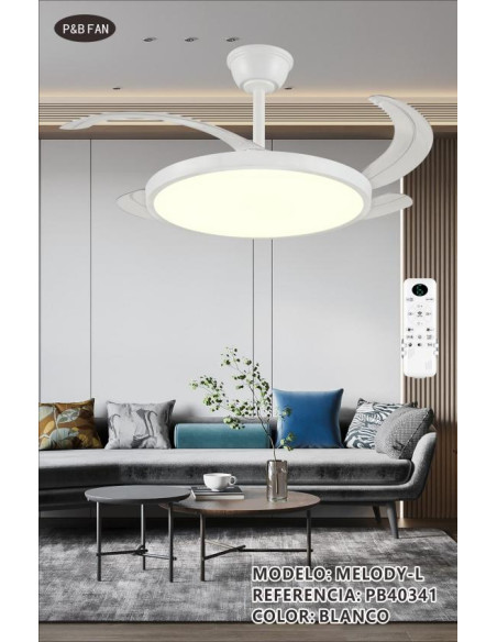 VENTILADOR MELODY L RETRACTIL 40W DIMABLE 92X41CM