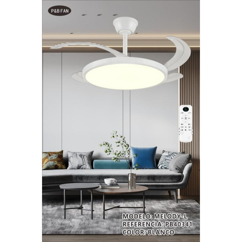 VENTILADOR MELODY L RETRACTIL 40W DIMABLE 92X41CM