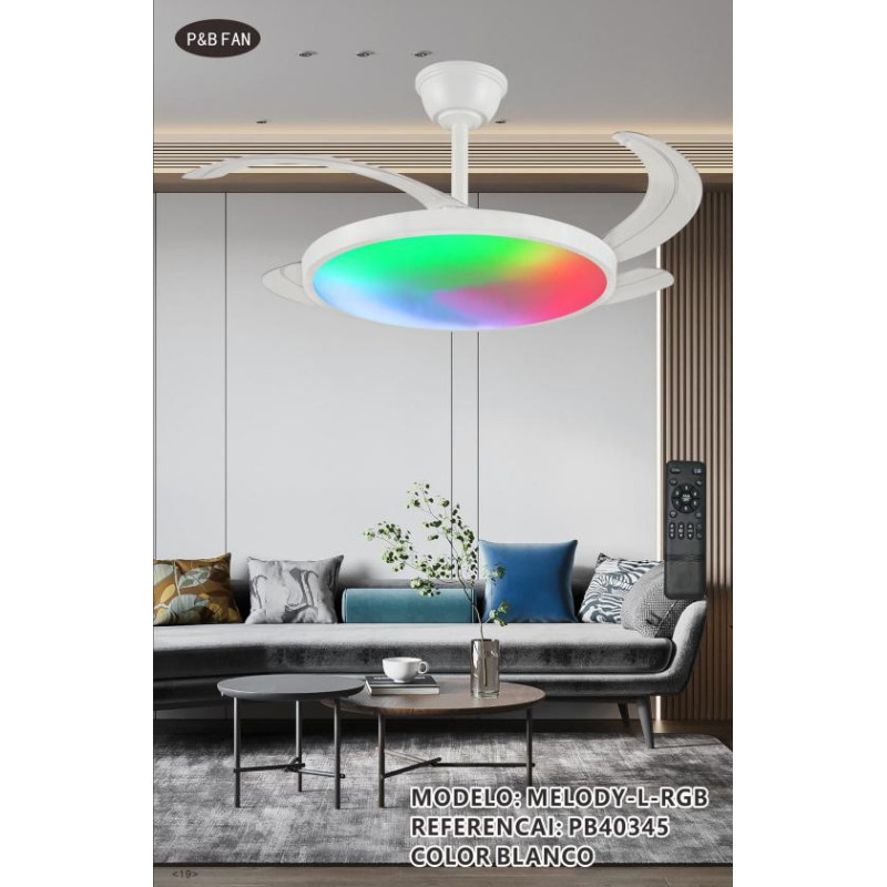VENTILADOR MELODY L RETRACTIL 32W DIMABLE 68X30CM