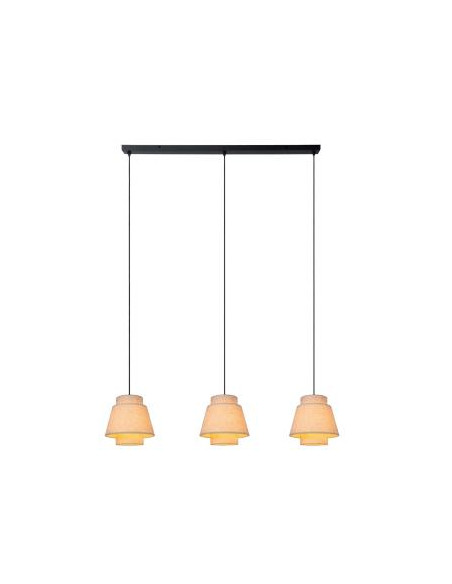 LAMPARA COLGANTE LINEAL 3 LUCES CREMA NEGRO E27