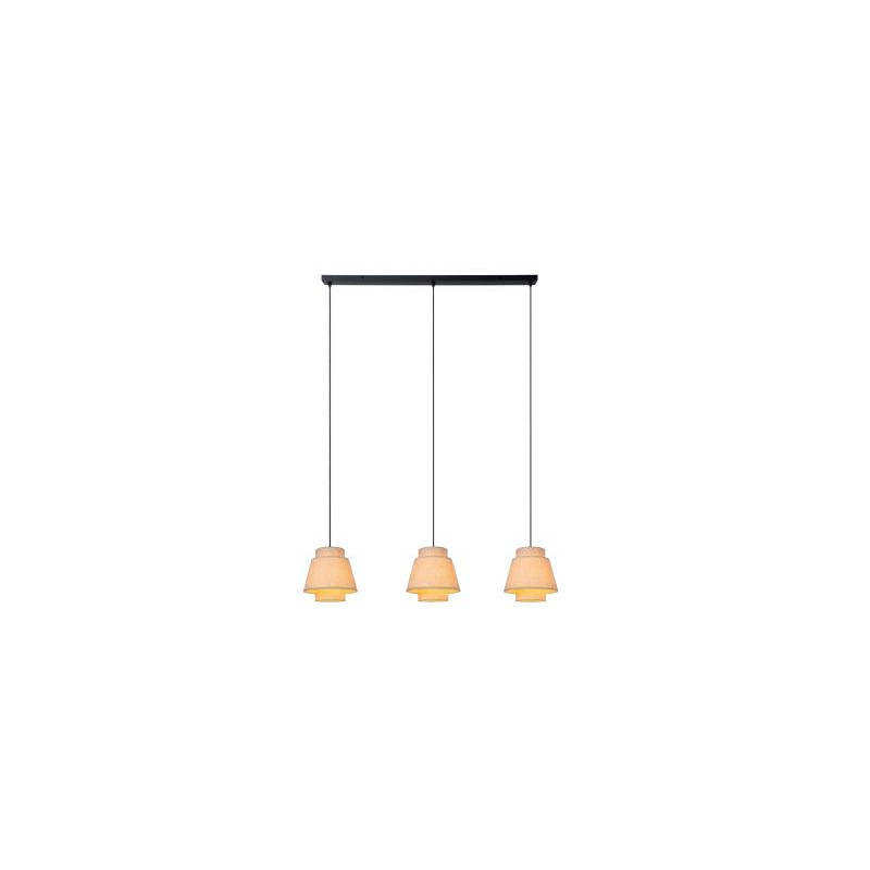 LAMPARA COLGANTE LINEAL 3 LUCES CREMA NEGRO E27