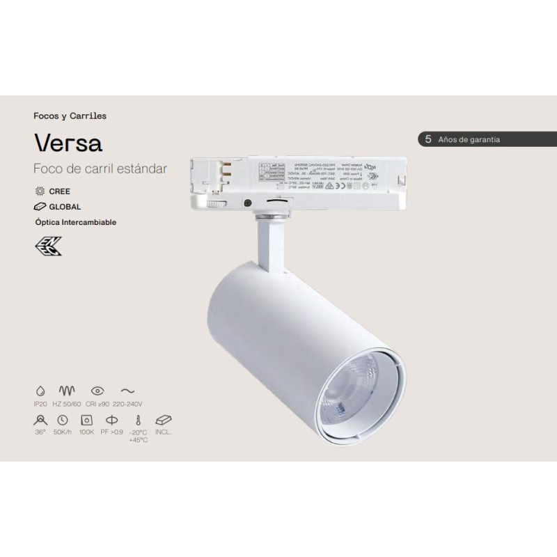 FOCO DE CARRIL VERSA 30W BLANCO