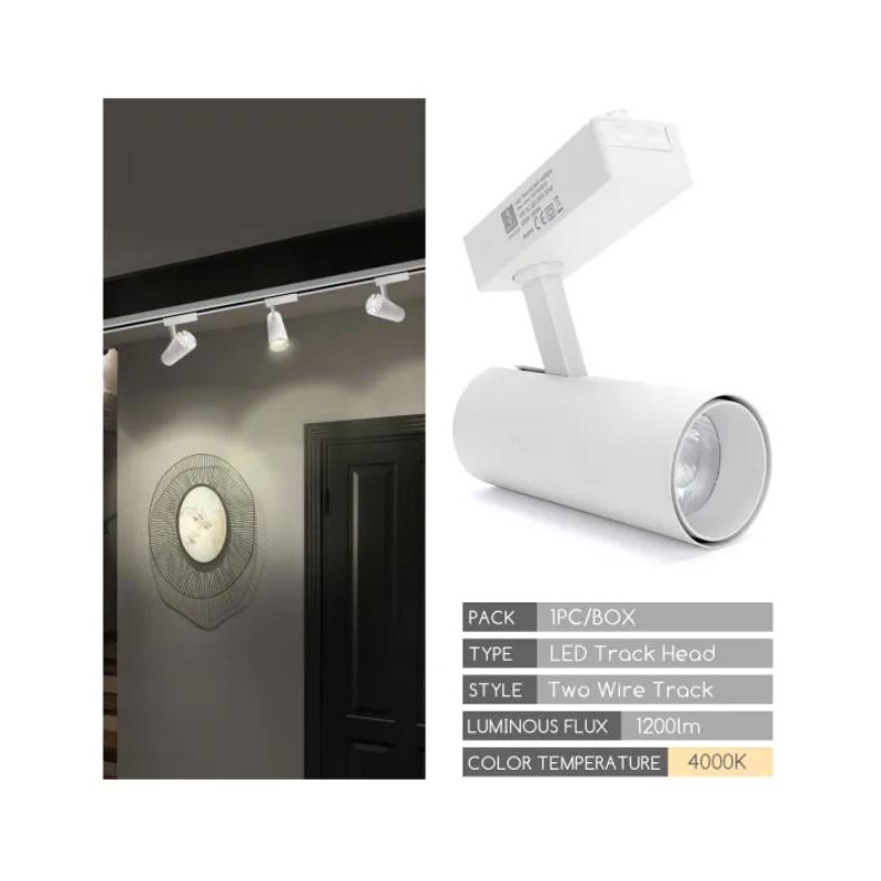 FOCO DE CARRIL MONOFASICO 15W 4000K