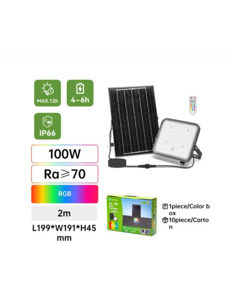 PROYECTOR SOLAR 2M 100W RGB