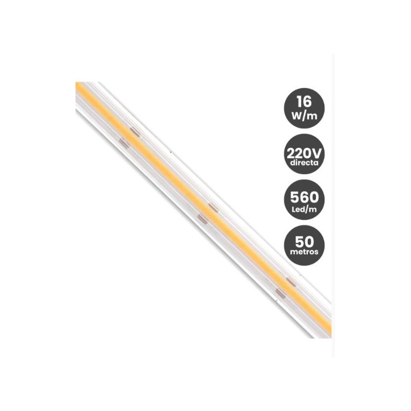 Tira LED COB 220V 16W/m 560 LED/m FLIP CHIP 5700K