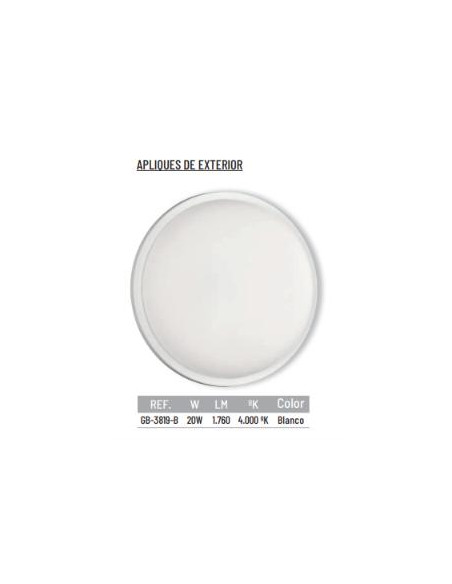 PLAFON EXTERIOR REDONDO 20W BLANCO 4000ºK