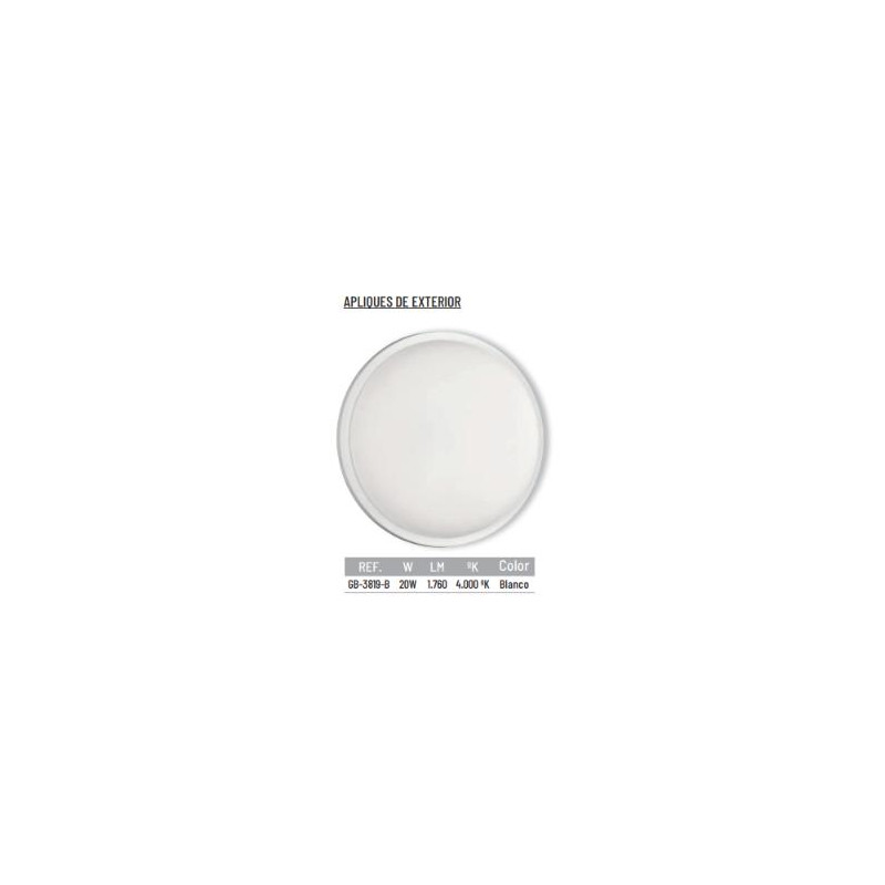 PLAFON EXTERIOR REDONDO 20W BLANCO 4000ºK