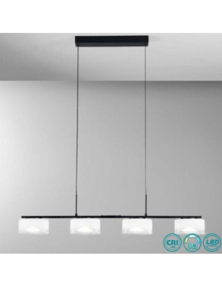 Lámpara colgante LED Emily White con cuatro brazos