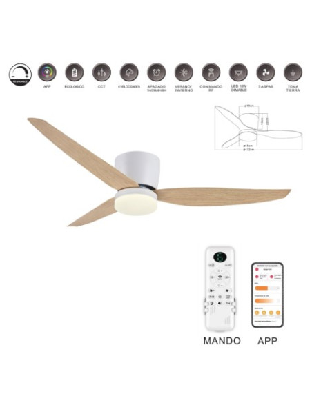 VENTILADOR  NAOMI XXL CON LUZ 18W REGULABLE