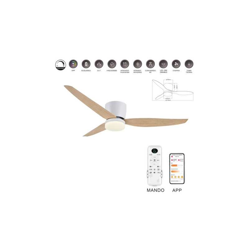 VENTILADOR  NAOMI XXL CON LUZ 18W REGULABLE