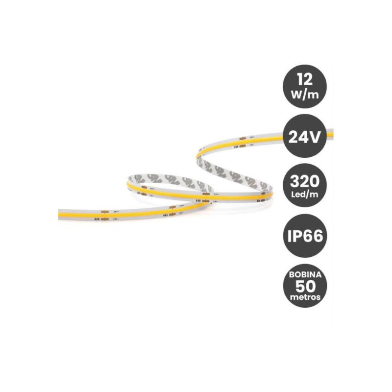 Tira LED COB 24V 12W/M GAMA PRO - 320 LED/m 1 320 