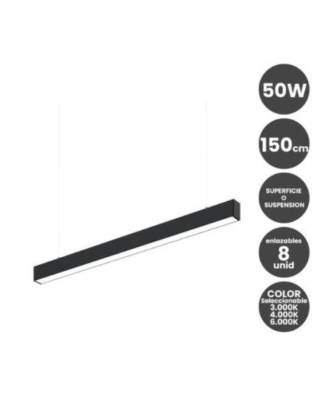 Lámpara lineal Colgante o Superficie LED 50W Inter