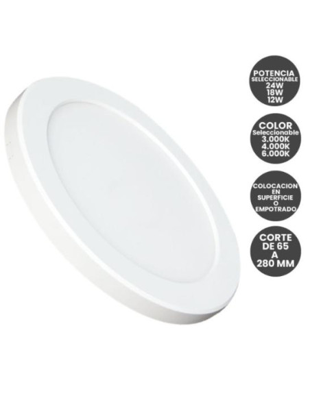 Plafón o Downlight Circular 12W-18W-24W SLIM 3CCT 