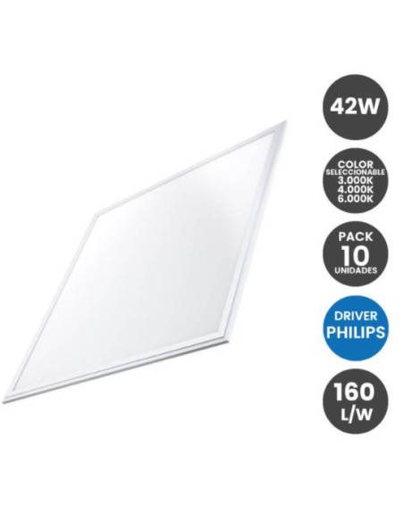 Pack 10 Paneles LED 60x60cm 42W Color Seleccionabl