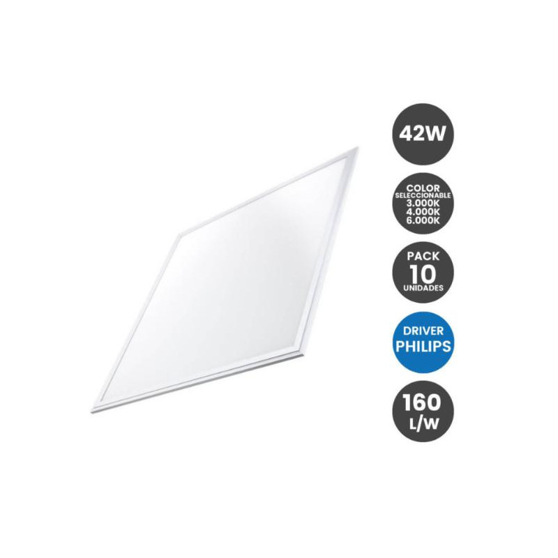 Pack 10 Paneles LED 60x60cm 42W Color Seleccionabl