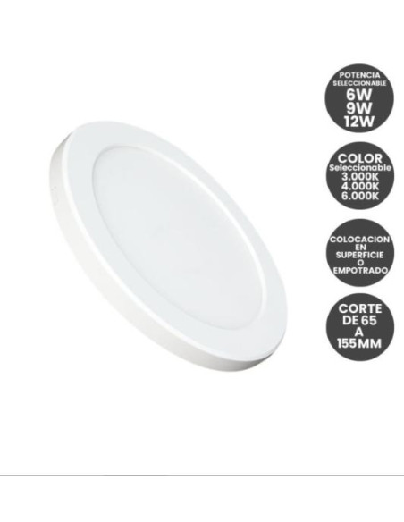 Plafón o Downlight Circular 6W-9W-12W SLIM 3CCT IP