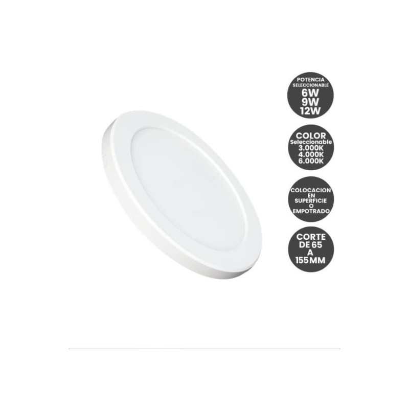 Plafón o Downlight Circular 6W-9W-12W SLIM 3CCT IP
