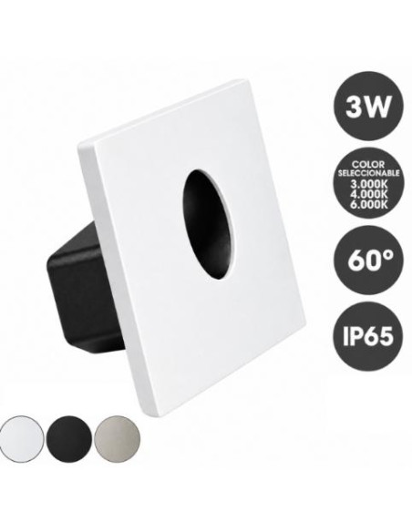 Baliza Empotrable LED 3W 3CCT IP65 60  Cuadrado pa