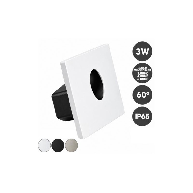 Baliza Empotrable LED 3W 3CCT IP65 60  Cuadrado pa