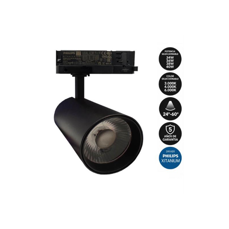 Foco LED 40W CCT Driver Philips Xitanium Carril Tr